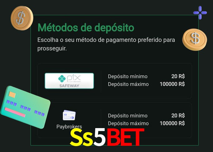 O cassino Ss5Bet oferece uma grande variedade de métodos de pagamento
